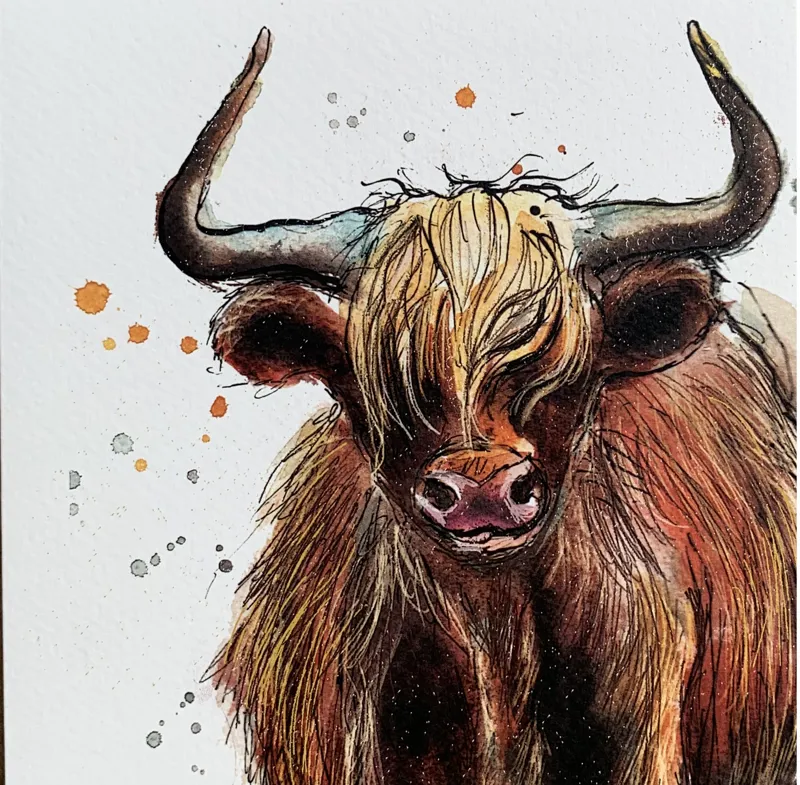 Dollyhotdogs Highland Cow Card